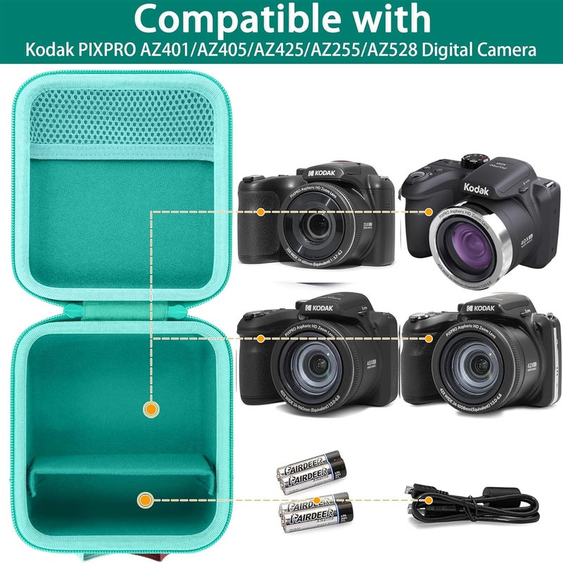 Baval Camera Case Compatible with KODAK PIXPRO AZ405/AZ425/AZ255/AZ401/AZ528 Digital Camera Vlogging Camera(Mint Green Case) - Image 3